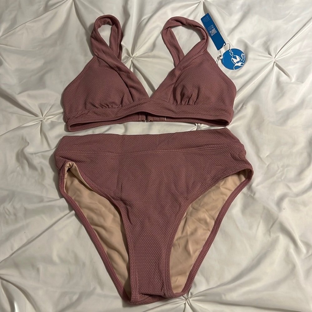 Retro Field Day Banded Bralette And High Waist Bikini Set